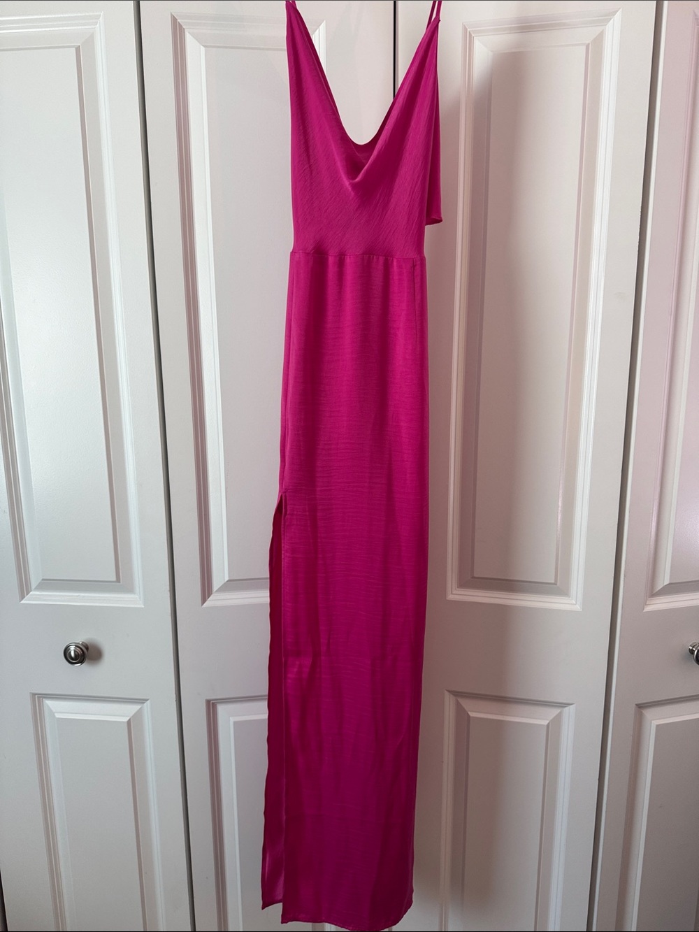 Forever 21 Hot Pink Cowl Neck Slip Maxi Dress